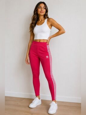 adidas Pink Three-Stripe Leggings